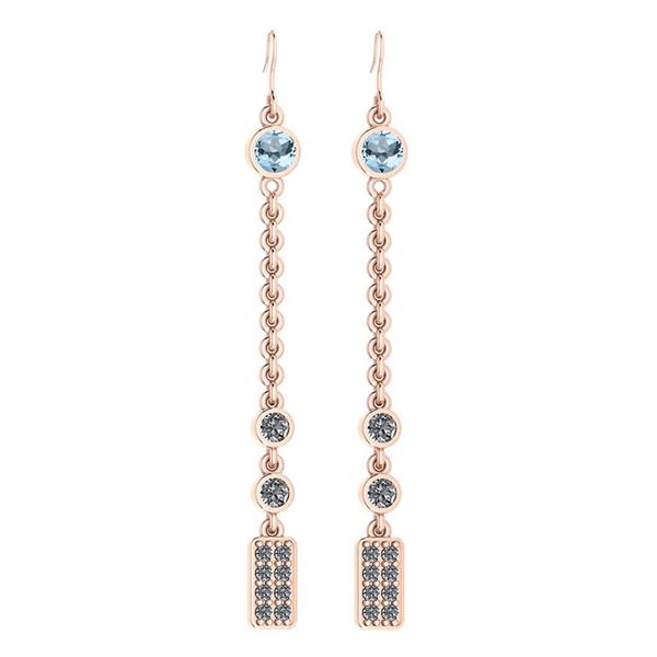 Certified 1.13 Ctw Blue Topaz And Diamond VS/SI1 Earrin