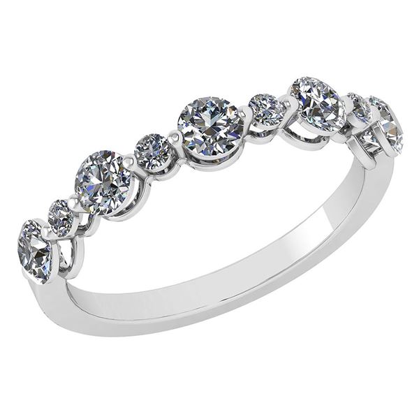 Certified 0.87 Ctw Diamond 18K White Gold Halo Band