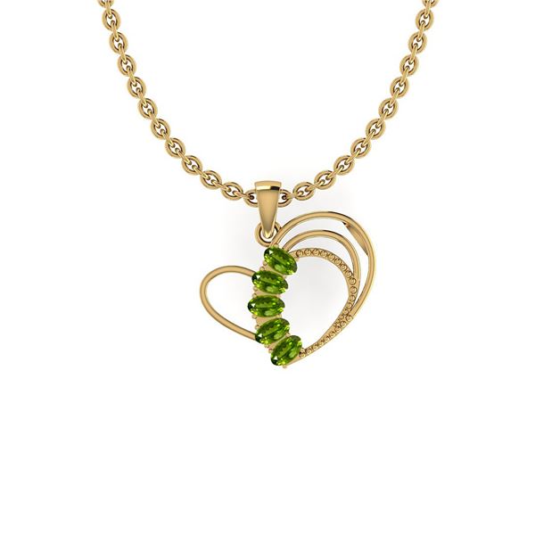 Certified 1.25 Ctw Peridot 14K Yellow Gold Necklace