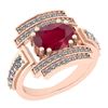 Image 1 : Certified 2.56 Ctw I2/I3 Ruby And Diamond 14K Rose Gold