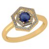 Image 1 : Certified 0.69 Ctw Blue Sapphire And Diamond 14k Yellow
