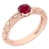 Image 1 : Certified 0.45 Ctw Ruby Solitaire Ring 14K Rose Gold Ma