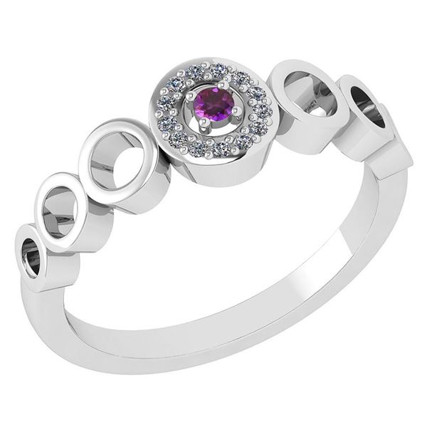 Certified 0.09 Ctw Amethyst And Diamond 14k White Gold