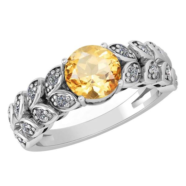 Certified 1.47 Ctw Citrine And Diamond Wedding/Engageme