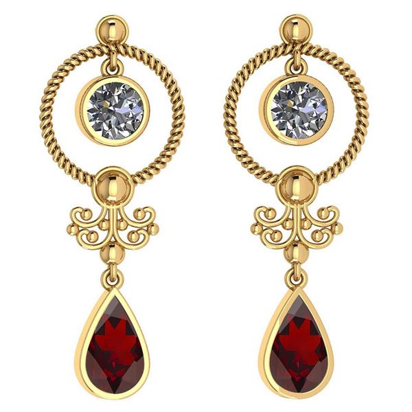 Certified 5.18 Ctw Garnet And Diamond SI2/I1 Dangling E