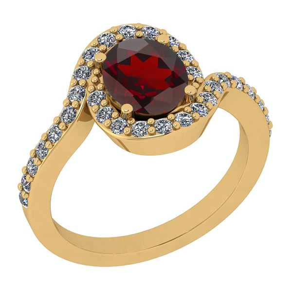 Certified 2.60 Ctw I2/I3 Garnet And Diamond 14K Yellow