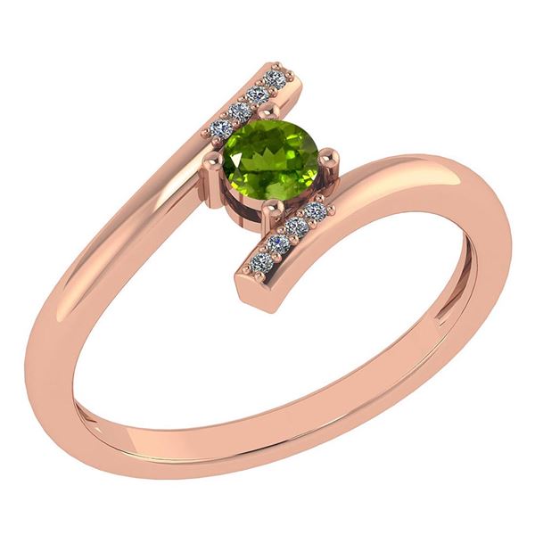 Certified 0.27 Ctw Peridot And Diamond 14k Rose Gold Ha