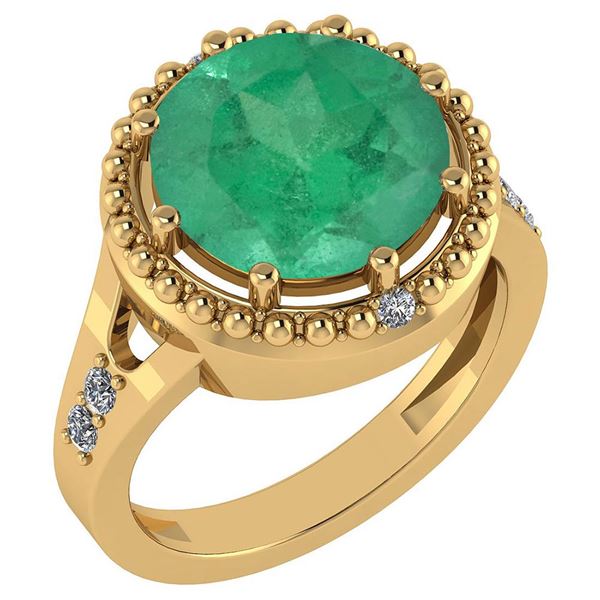 Certified 3.65 Ctw Emerald And Diamond VS/SI1 Halo Ring
