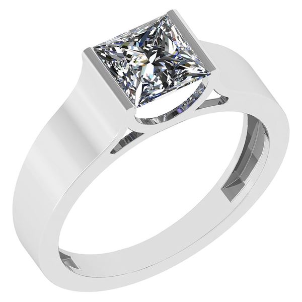 Certified 0.75 Ctw Princess Cut Diamond 18k White Gold