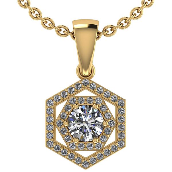 Certified 0.69 Ctw Diamond 14k Yellow Gold Halo Pendant