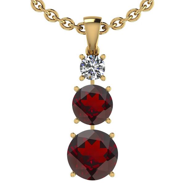 Certified 3.50 Ctw Garnet And Diamond I1/I2 10K Yellow
