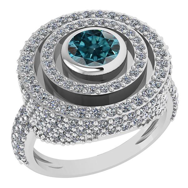 Certified 2.05Ctw Treated Fancy Blue Diamond And White