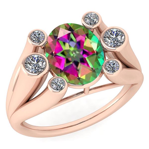 Certified 2.82 Ctw Mystic Topaz And Diamond VS/SI1 Halo