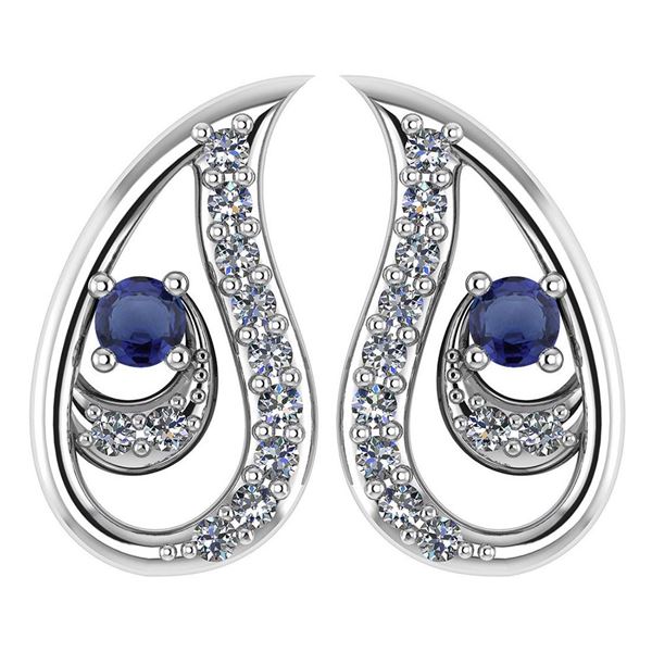 Certified 0.17 Ctw Blue Sapphire And Diamond Platinum G