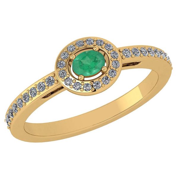 Certified 0.29 Ctw Emerald And Diamond 14k Yellow Gold