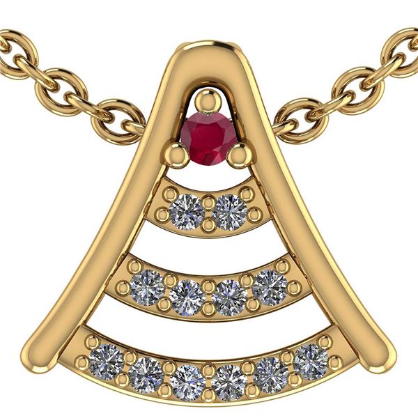 Certified 0.075 Ctw Ruby And Diamond 14k Yellow Gold Ha