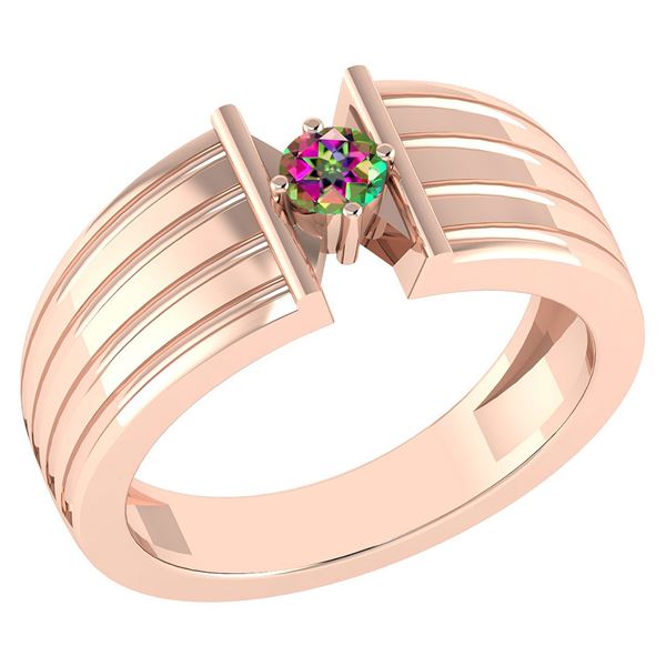 Certified 0.20 Ctw Mystic Topaz Solitaire Ring 18K Rose