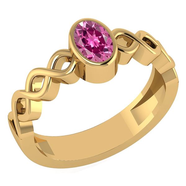 Certified 0.50Ctw Genuine Pink Tourmaline 14K Yellow Go