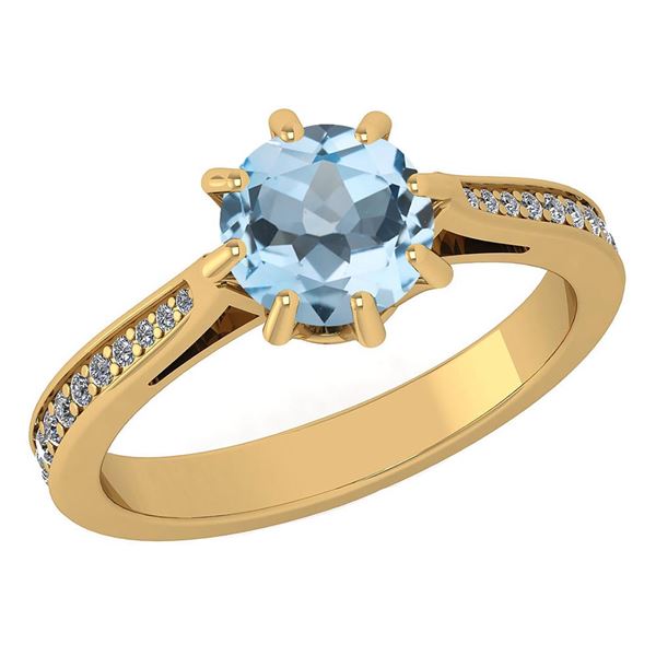 Certified 1.14 Ctw Blue Topaz And White Diamond Wedding