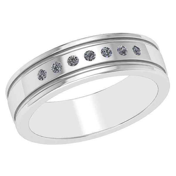 Certified 0.10 Ctw Diamond 14k White Gold Band