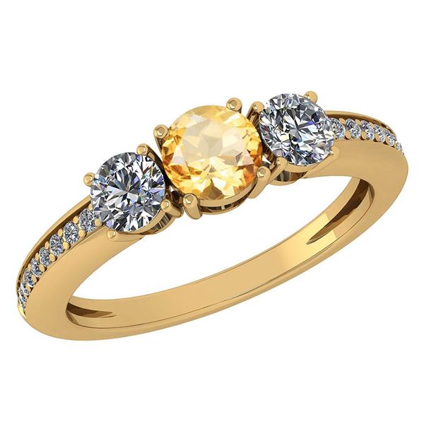 Certified 1.06 Ctw Citrine And Diamond Wedding/Engageme