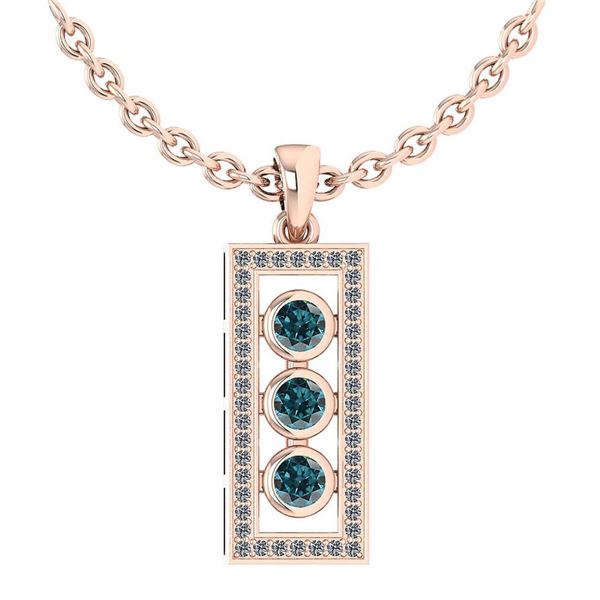 Certified 0.73 Ctw Treated Fancy Blue Diamond And White