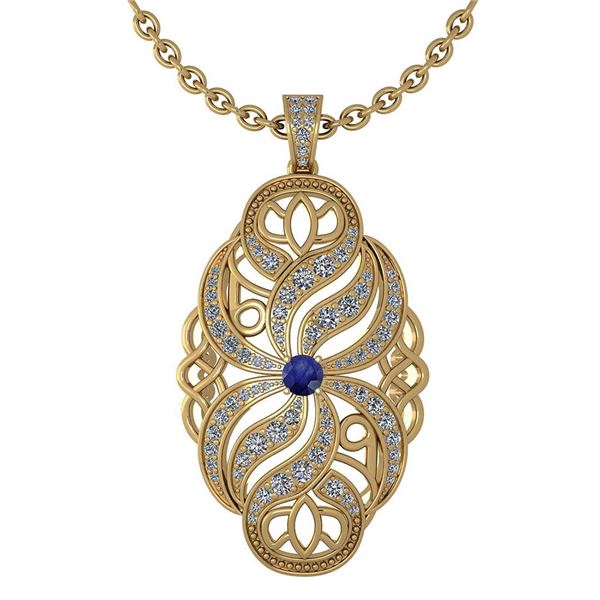 Certified 1.37 Ctw Blue Sapphire And Diamond Necklace F