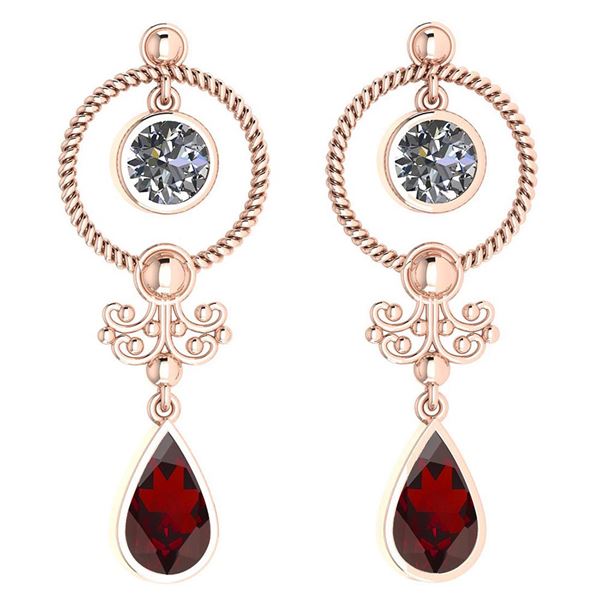 Certified 5.18 Ctw Garnet And Diamond SI2/I1 Dangling E