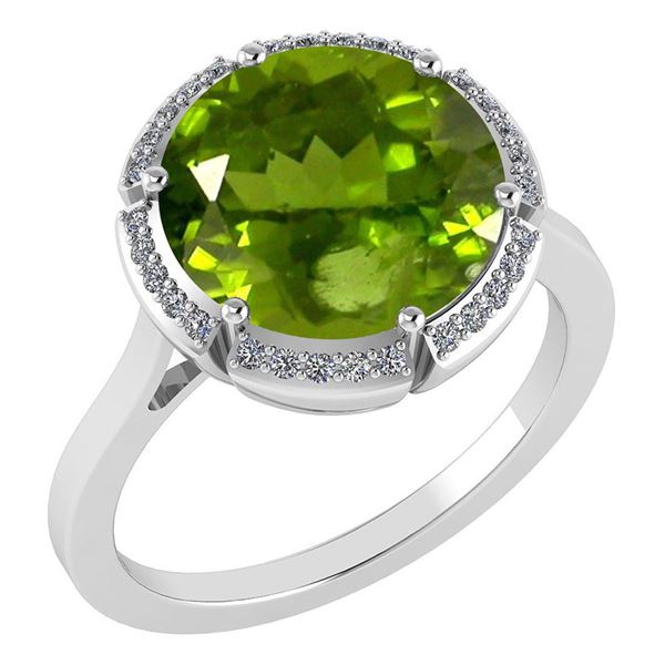 Certified 2.42 Ctw Peridot And Diamond VS/SI1 Halo Ring