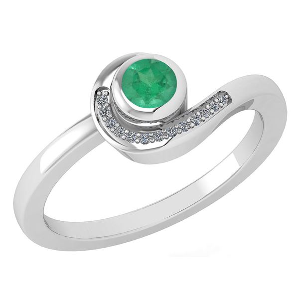 Certified 0.31 Ctw Emerald And Diamond 14K White Gold P