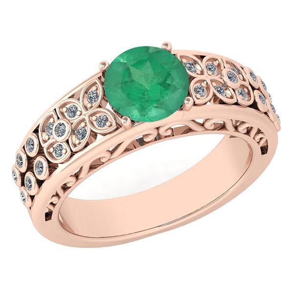 Certified 1.42 Ctw Emerald And Diamond Wedding/Engageme