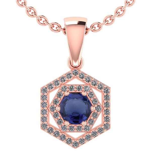 Certified 0.69 Ctw Blue Sapphire And Diamond 14k Rose G