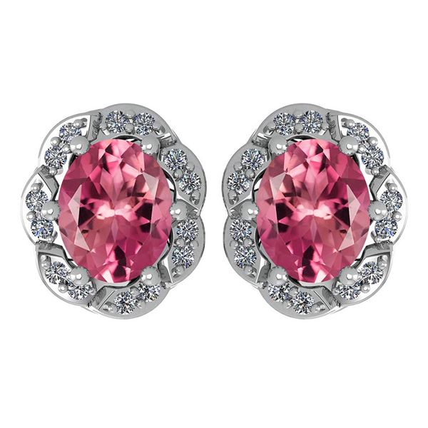Certified 0.88 Ctw Pink Tourmaline And Diamond 14K Whit