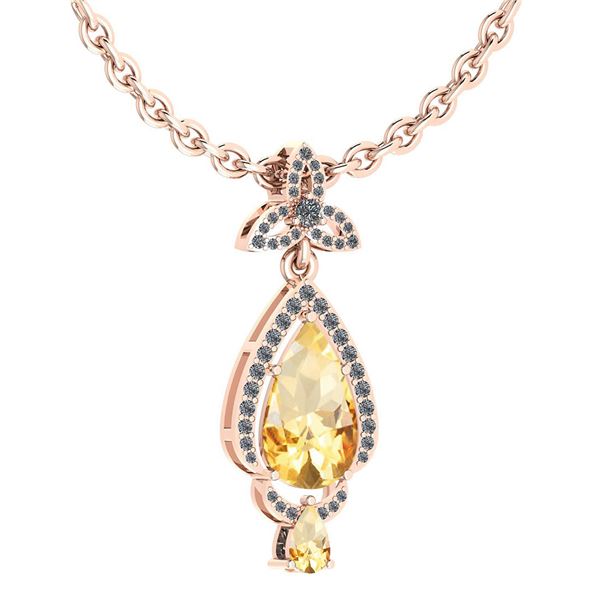 Certified 3.62 Ctw Citrine And Diamond VS/SI1 Necklace