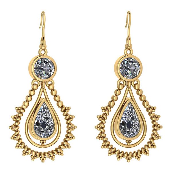 Certified 5.18 Ctw Diamond Dangling Earrings 14K Yellow