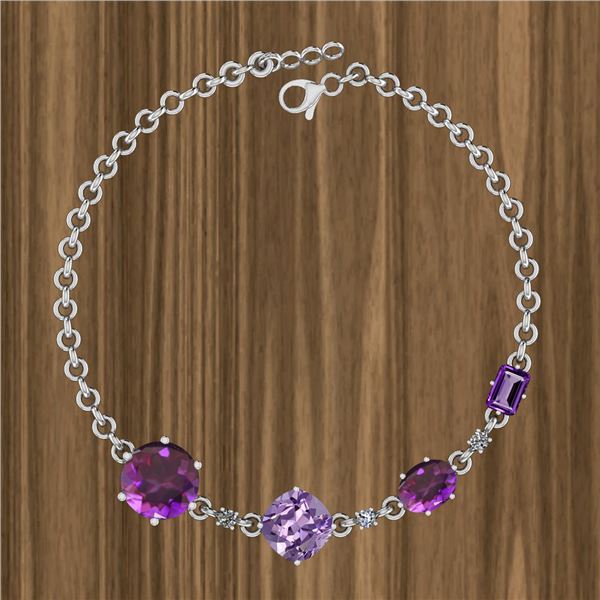 Certified 10.46 Ctw Amethyst And Diamond I2/I3 14K Whit