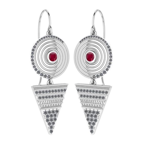 Certified 0.81 Ctw Ruby And Diamond VS/SI1 Wire Hook St