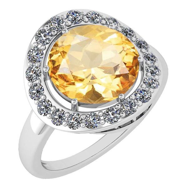 Certified 4.08 Ctw Citrine And Diamond VS/SI1 Halo Ring