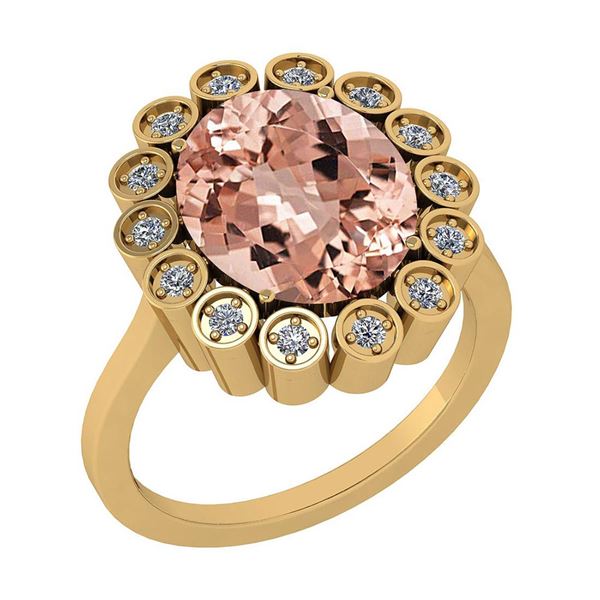 Certified 5.24 Ctw Morganite And Diamond VS/SI1 Halo Ri