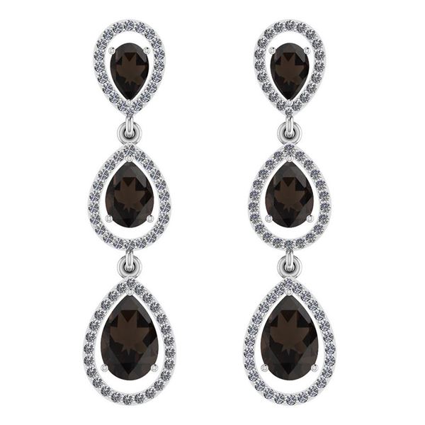 Certified 7.31 Ctw Smoky Quartz And Diamond VS/SI1 Dang