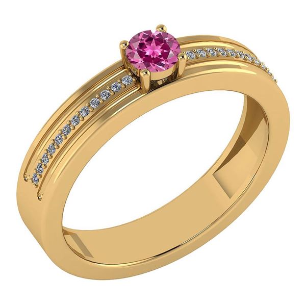 Certified 0.29 Ctw Pink Tourmaline And Diamond 14k Yell
