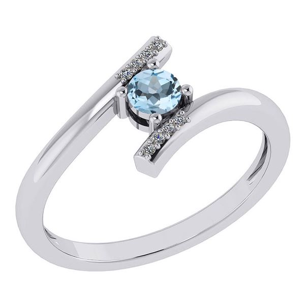 Certified 0.27 Ctw Aquamarine And Diamond 14k White Gol