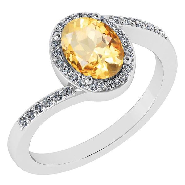 Certified 1.44 Ctw Citrine And Diamond 14k White Gold H
