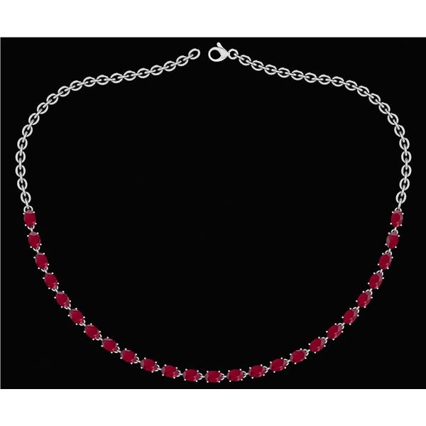 Certified 12.50 Ctw Ruby Oval Shape Necklace For womens