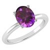 Image 1 : Certified 2.50 Ctw Amethyst 14K White Gold Solitaire Ri
