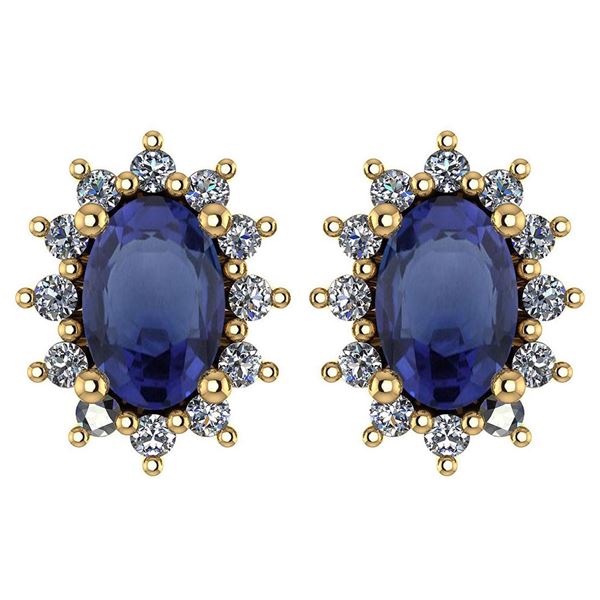 Certified 1.24 Ctw Blue Sapphire And Diamond 14k Yellow