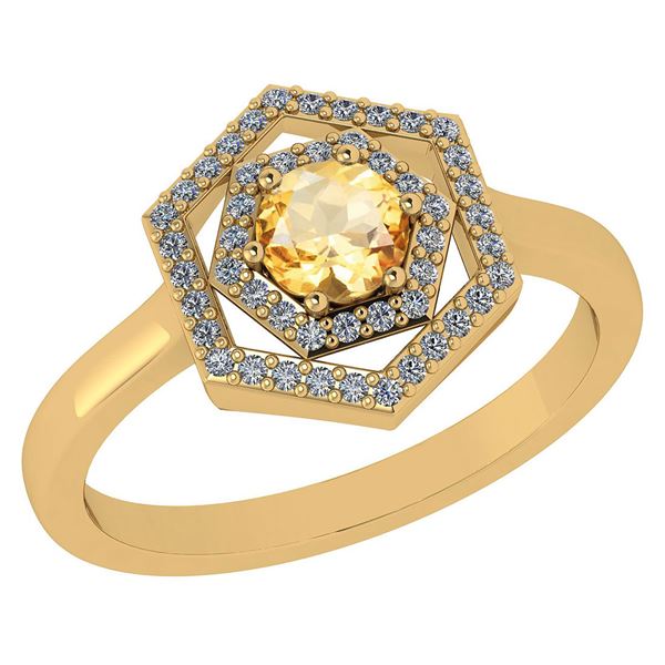 Certified 0.69 Ctw Citrine And Diamond 14k Yellow Gold