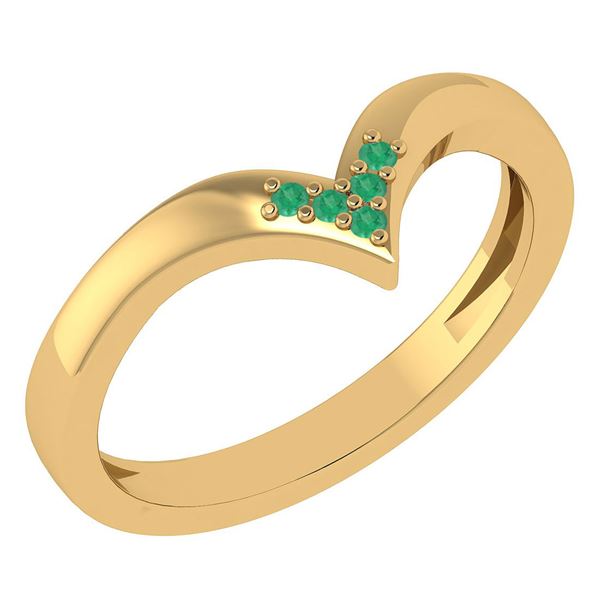 Certified 0.03Ctw Emerald And Diamond 14k Yellow Gold B