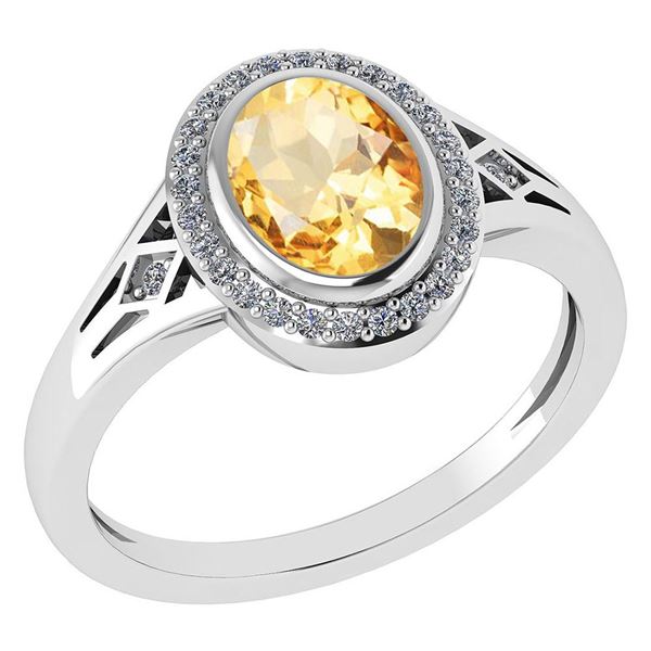 Certified 1.39 Ctw Citrine And Diamond 14k White Gold H