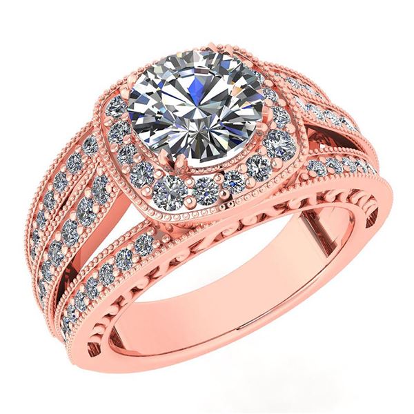 Certified 1.96 Ctw Diamond Wedding/Engagement 14K Rose